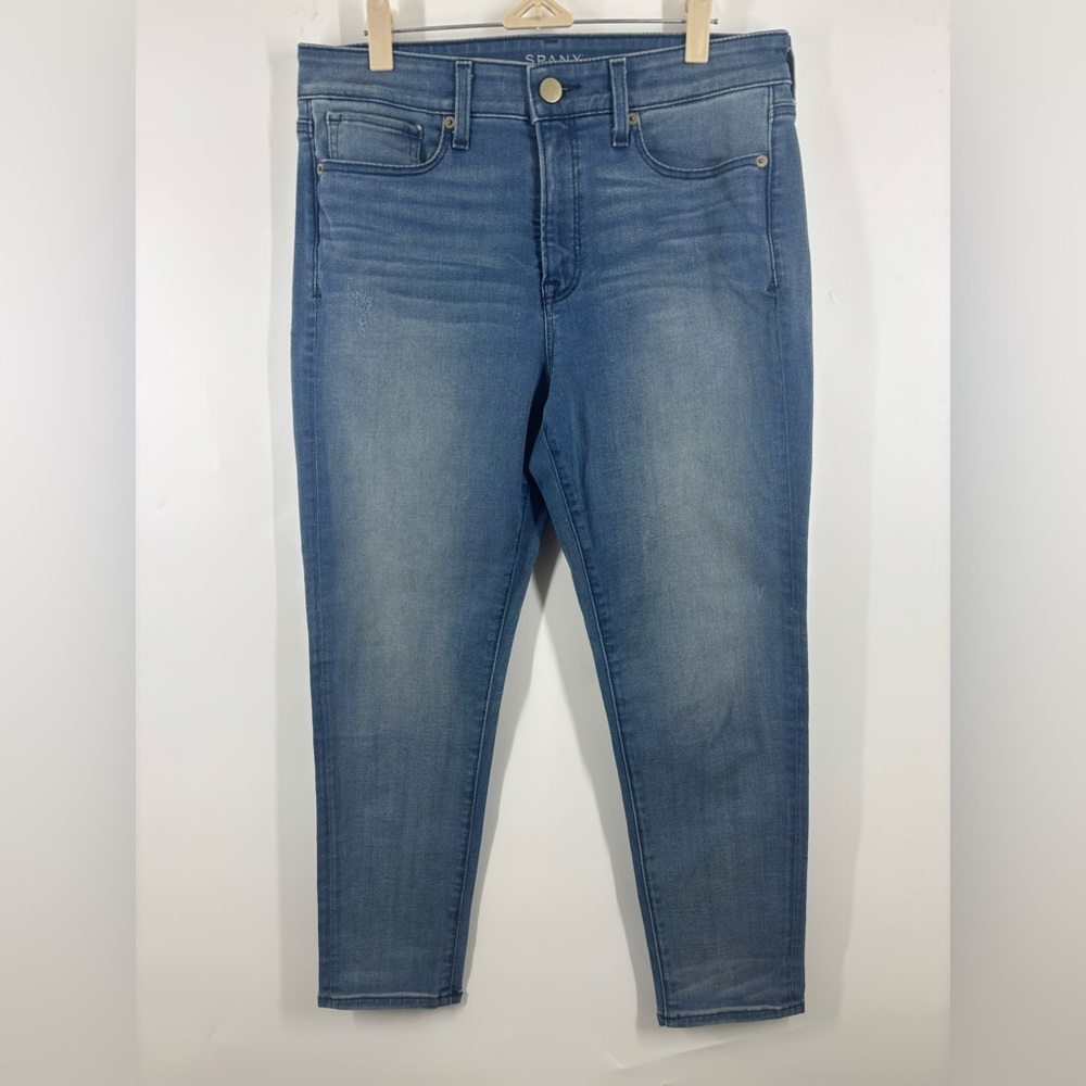 NWOT Spanx 5 Pocket Skinny Crop Medium Blue Shaping‎ Jeans Tummy Control 30